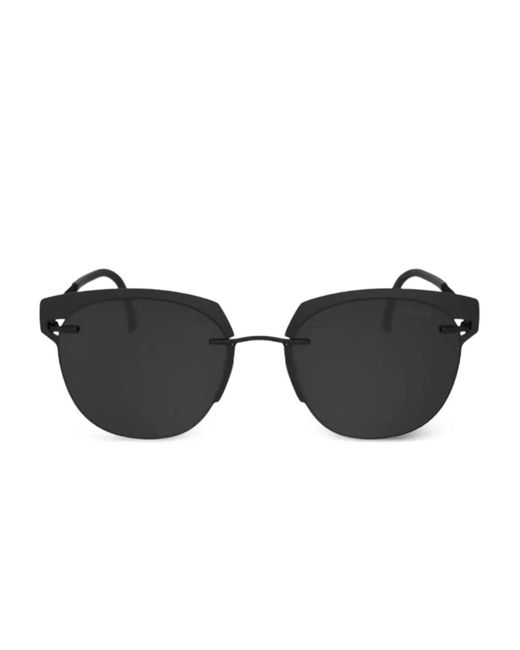 Silhouette Black Oval-Frame Sunglasses