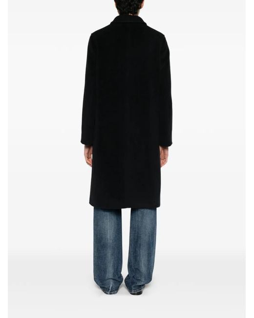 Tagliatore Black Monic Single-Breasted Patch-Pocket Coat