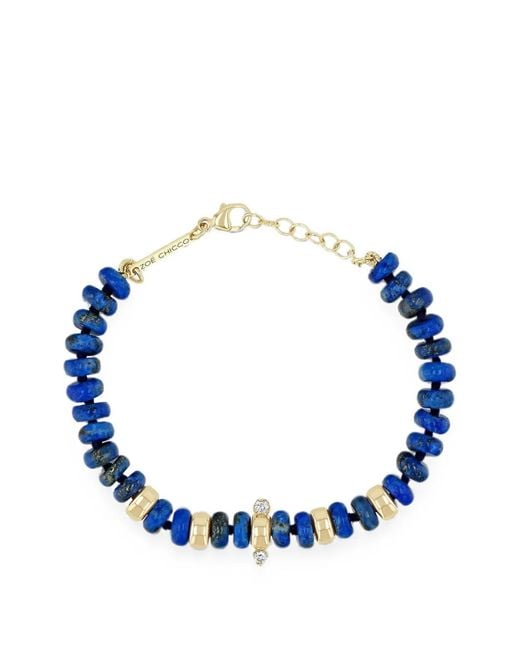 Zoe Chicco Blue Lapis And Diamond Beaded Bracelet