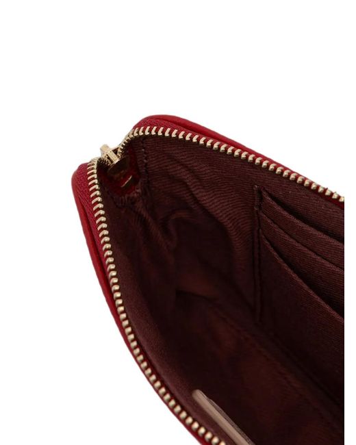 Coccinelle Red Small C-Me Softy Logo-Print Grained Leather Purse