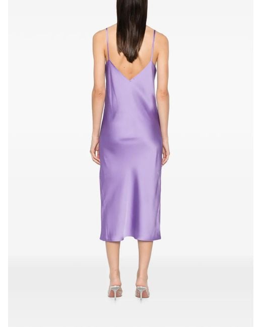 Norma Kamali Purple V-Neck Midi Dress