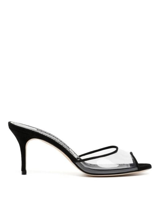 Manolo Blahnik Black Jadifa Transparent Heeled 70Mm Sandals
