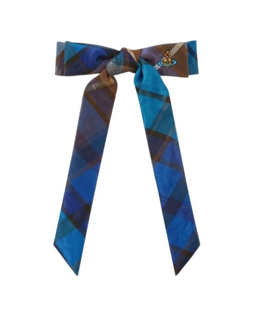 Vivienne Westwood Blue Flyes Tartan Bow Hair Clip
