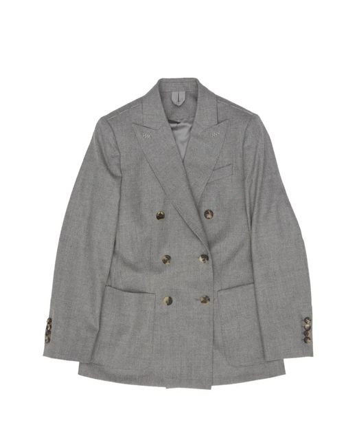 Max Mara Gray Buttoned Double-Breasted Blazer