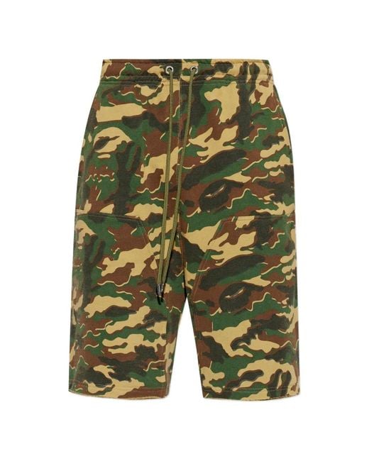A Bathing Ape Green Camouflage-Print Drawstring Shorts for men