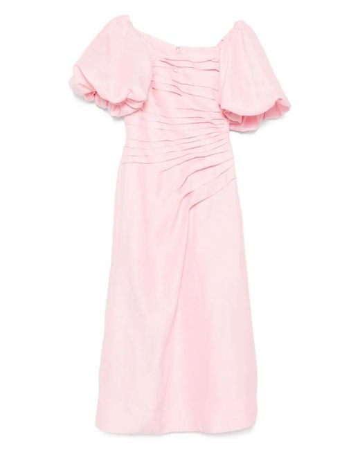 Aje. Pink Cadence Ruched Midi Dress