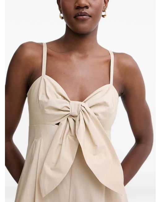 Twinset Natural Bow-Detail Embroidered Jumpsuit