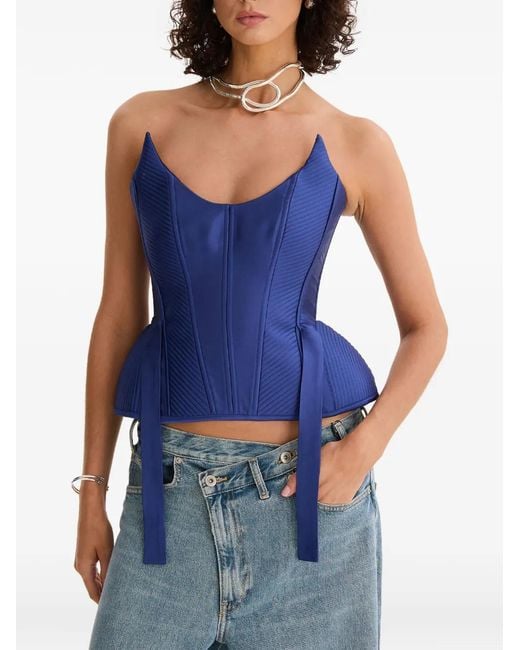 MOOS STUDIO Blue Tie-Fastening Top