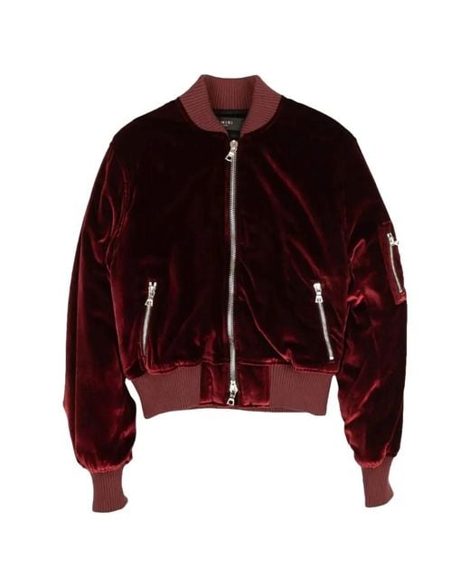 Amiri Red Velvet Bomber Jacket for men