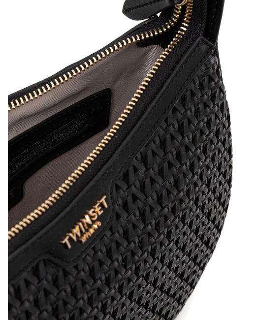 Twinset Black Woven Top-Handle Tote Bag