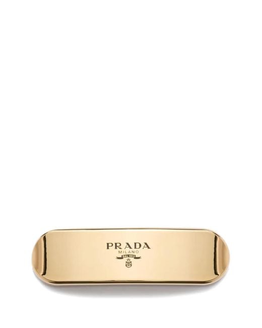 Prada Natural Enameled Logo Hair Clip