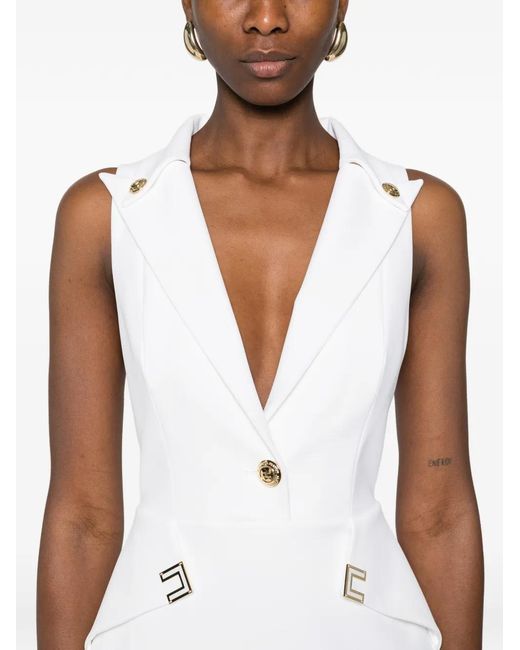 Elisabetta Franchi White Robe Courte À Logo Appliqué