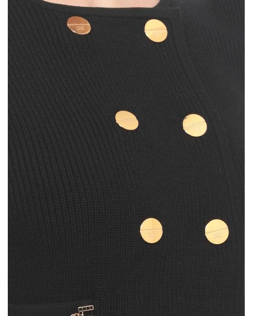 Elisabetta Franchi Black Striped Knit Cardigan