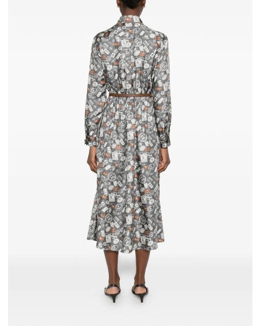 Max Mara White Printed Collared Dress