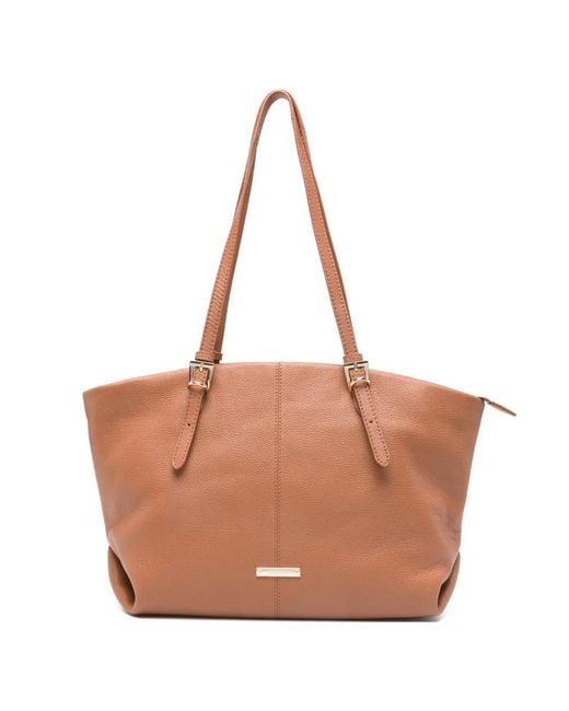 Cromia Brown Serena Grained Leather Tote Bag