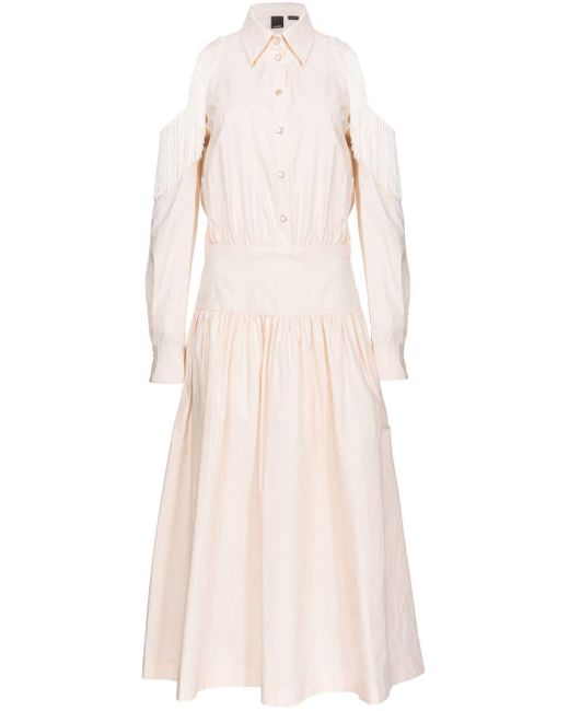 Pinko Natural Fringe-detailing Cotton Dress