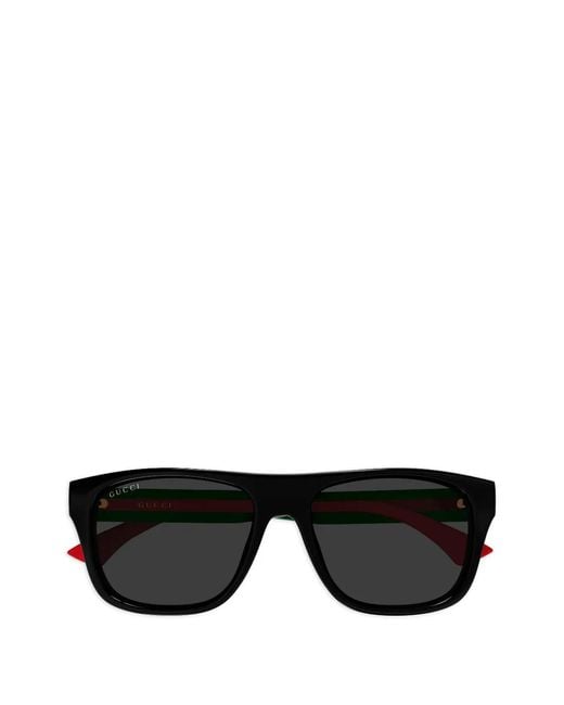 Gucci Black Stripe-Detail Rectangle-Frame Sunglasses for men
