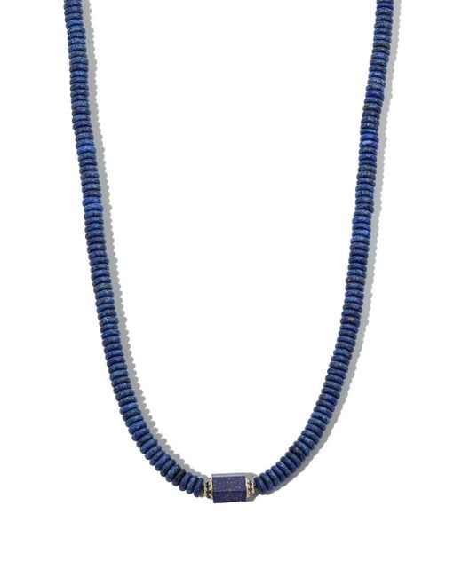 Luis Morais Blue 14Kt Beaded Lapis Lazuli Choker Necklace for men
