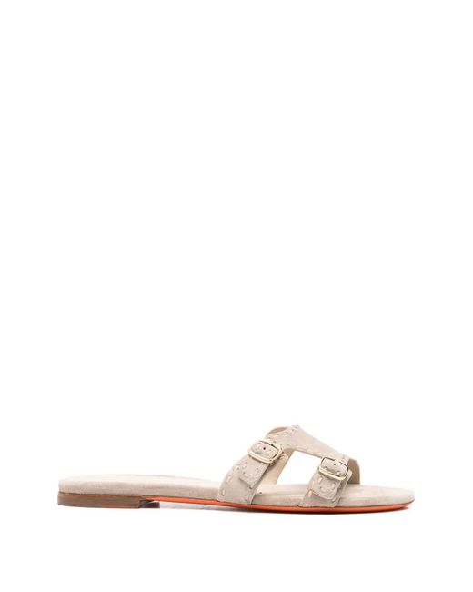 Santoni White Buckle Didi Sandals