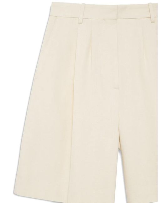 Anine Bing White Brice Pleated Shorts
