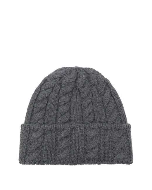 Bally Gray Haube Logo-Patch Beanie Hat