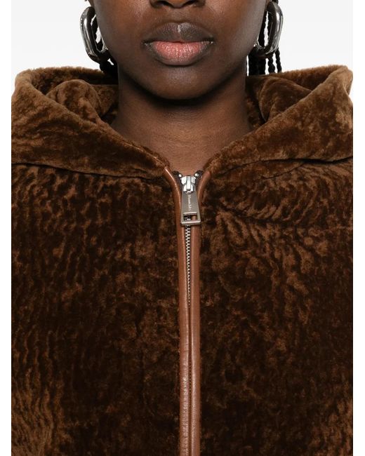 Nanushka Brown Hooded Zip-Up Jacket
