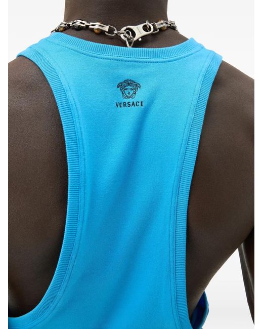 Versace Blue Cotton-Jersey Tank Top for men