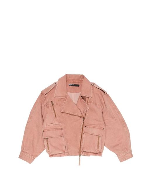 Bimba Y Lola Pink Zip-Up Denim Jacket