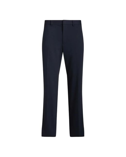 Emporio Armani Blue Belt-Loop Tailored Trousers for men