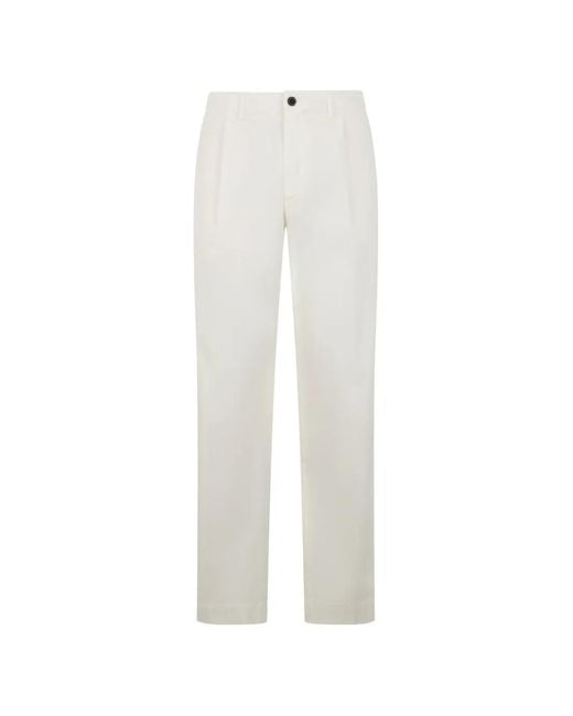 Incotex White Pleated-Front Loose-Fit Trousers for men
