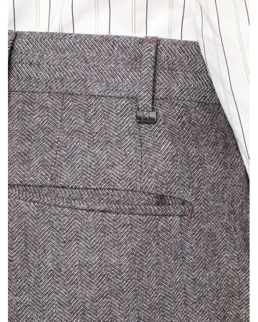 PT Torino Bundfaltenhose Mit Fischgrätenmuster in Gray für Herren