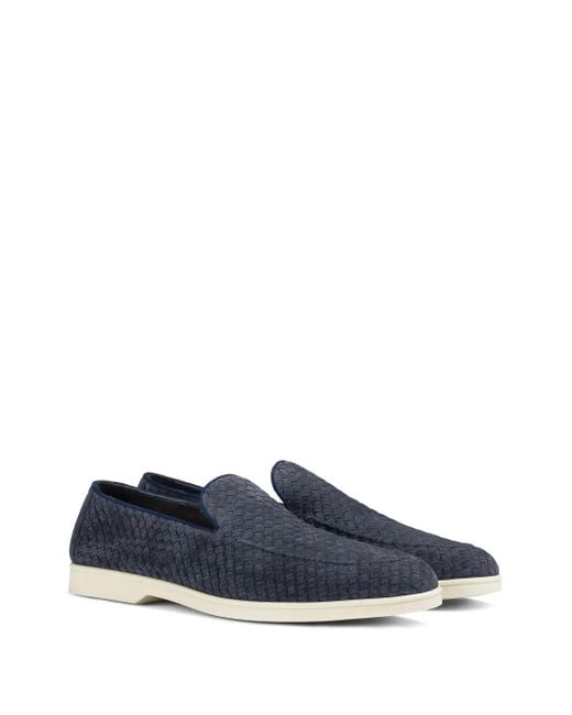 Doucal's Blue Suede Loafers for men