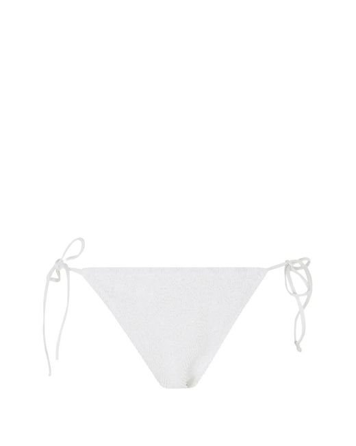 Mc2 Saint Barth White Virgo Crinkle-Effect Bikini Bottoms