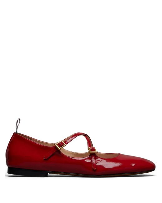Thom Browne Red Leather Ballet Flats