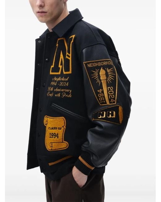 Neighborhood Blue Patchwork Bomber Jacket for men