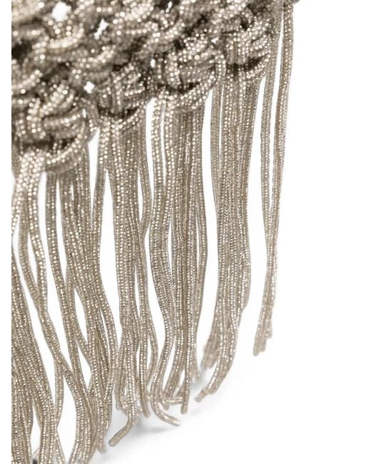 Twentyfourhaitch Metallic Maronti Crystal-Embellished Fringed Tote Bag