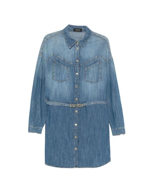 Pinko Blue Front Pocket Belted Dress