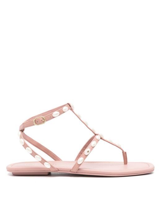 Stuart Weitzman Pink Pearlita Flat Sandals