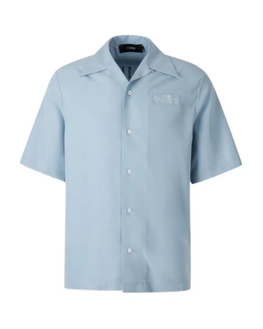 Amiri Blue Logo-Patch Short-Sleeve Shirt for men