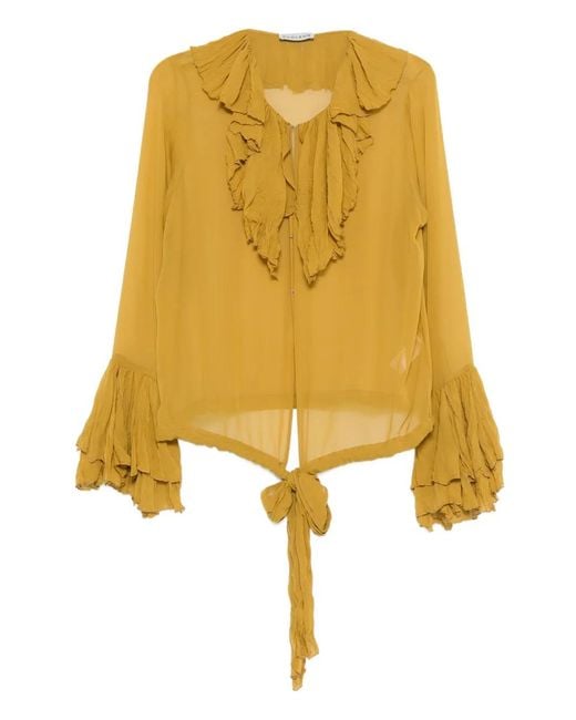 Occleus Yellow Macy Ruffled Blouse