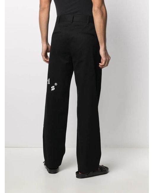 Palm Angels Black Broken Logo Chinos for men