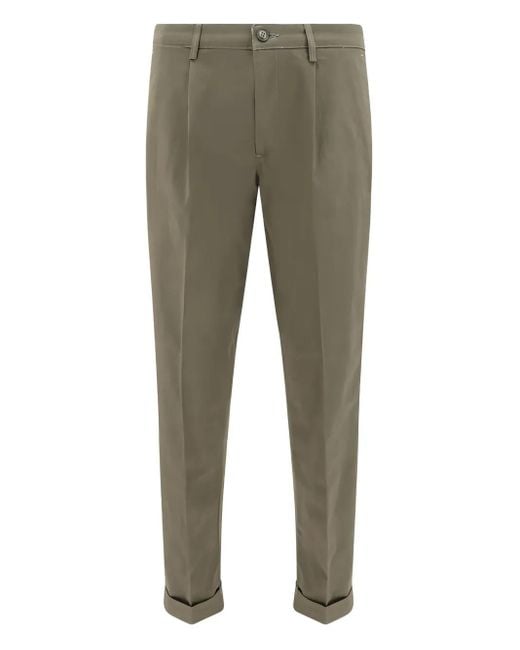 Cruna Green Pleated Cotton Trousers for men