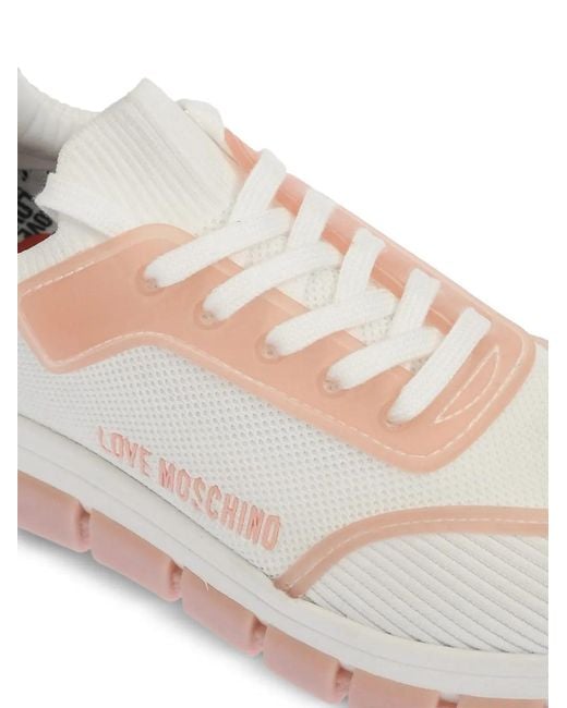 Moschino Pink Perforated Panelled Sneakers