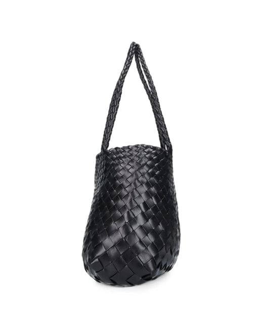 Dragon Diffusion Black Large Santa Croce Woven Leather Tote Bag