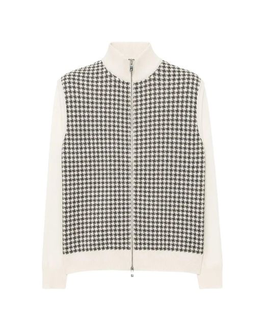 Tombolini Gray Houndstooth-Pattern Zip-Up Jacket for men