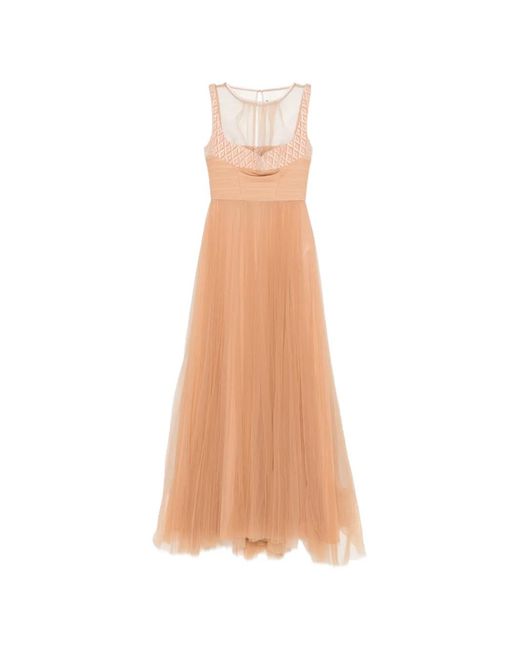 Elisabetta Franchi White Sheer-Detail Sleeveless Maxi Dress
