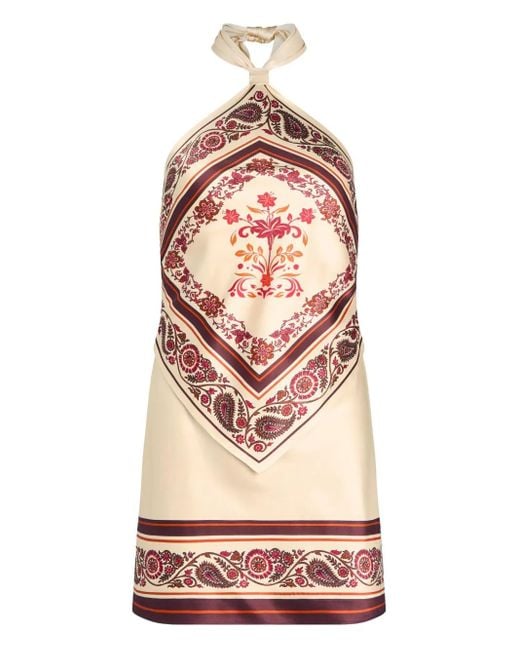 retroféte Pink Adelaide Neckholder-Minikleid mit Paisley-Print