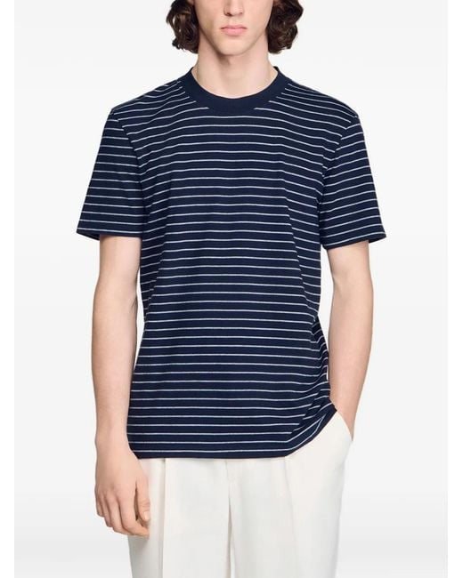 Sandro Black Striped T-Shirt for men