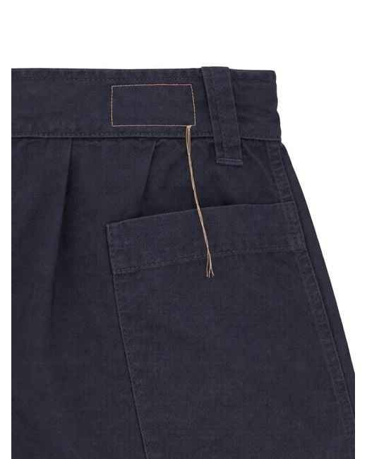 Fortela Blue Bedford Pleated Shorts for men