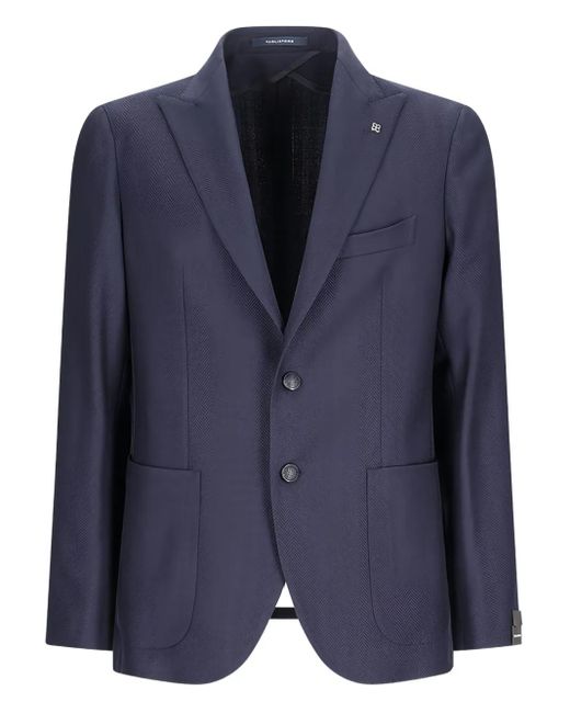 Tagliatore Blue Herringbone Two-Button Blazer for men